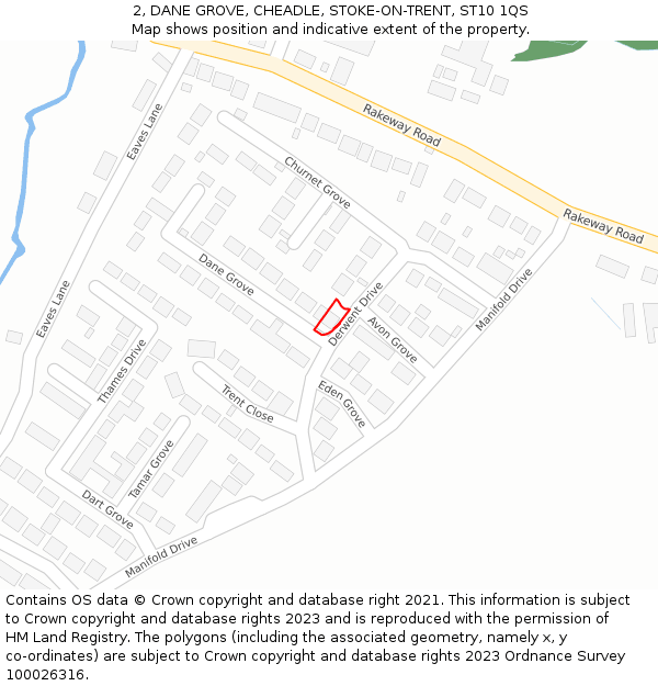 2, DANE GROVE, CHEADLE, STOKE-ON-TRENT, ST10 1QS: Location map and indicative extent of plot