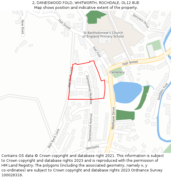 2, DANESWOOD FOLD, WHITWORTH, ROCHDALE, OL12 8UE: Location map and indicative extent of plot