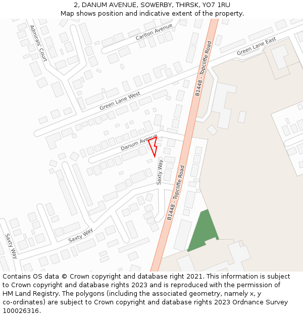 2, DANUM AVENUE, SOWERBY, THIRSK, YO7 1RU: Location map and indicative extent of plot