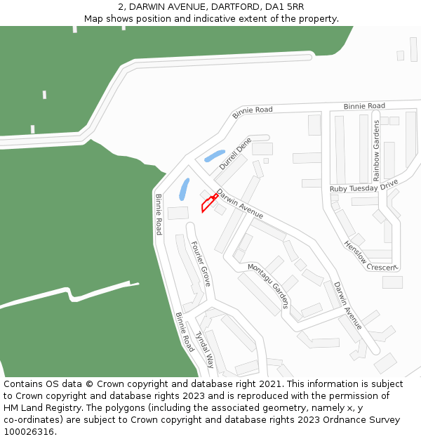 2, DARWIN AVENUE, DARTFORD, DA1 5RR: Location map and indicative extent of plot