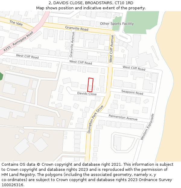 2, DAVIDS CLOSE, BROADSTAIRS, CT10 1RD: Location map and indicative extent of plot