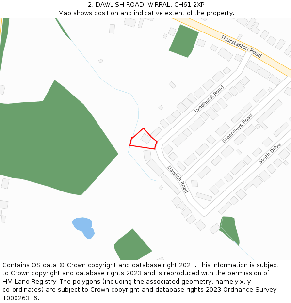 2, DAWLISH ROAD, WIRRAL, CH61 2XP: Location map and indicative extent of plot