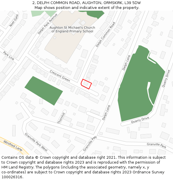 2, DELPH COMMON ROAD, AUGHTON, ORMSKIRK, L39 5DW: Location map and indicative extent of plot