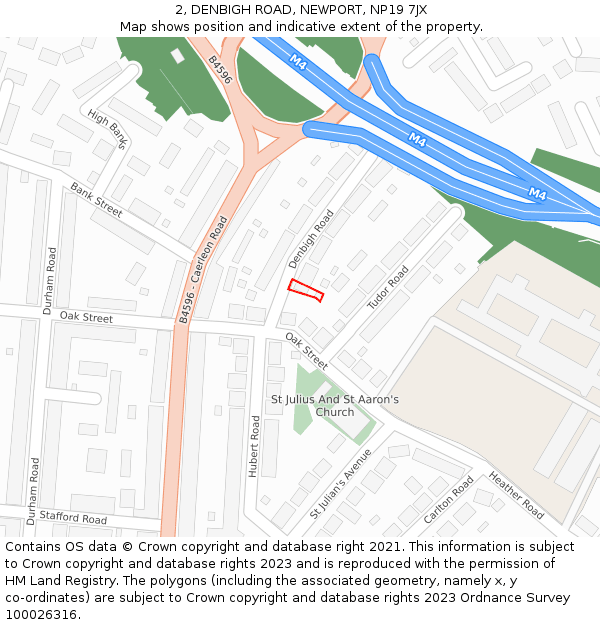 2, DENBIGH ROAD, NEWPORT, NP19 7JX: Location map and indicative extent of plot