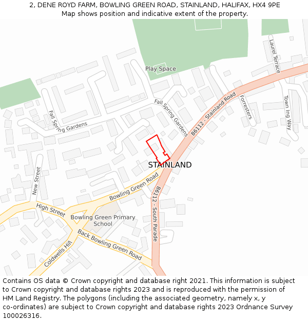 2, DENE ROYD FARM, BOWLING GREEN ROAD, STAINLAND, HALIFAX, HX4 9PE: Location map and indicative extent of plot