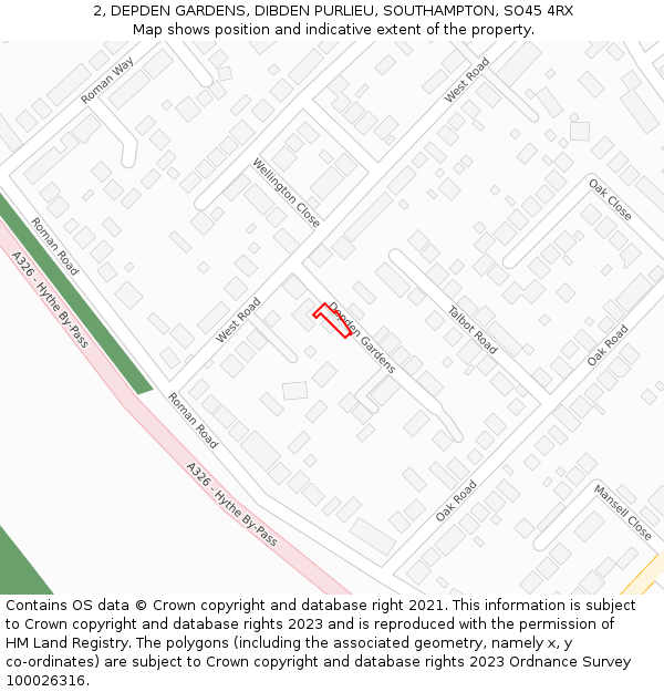 2, DEPDEN GARDENS, DIBDEN PURLIEU, SOUTHAMPTON, SO45 4RX: Location map and indicative extent of plot