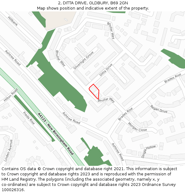 2, DITTA DRIVE, OLDBURY, B69 2GN: Location map and indicative extent of plot