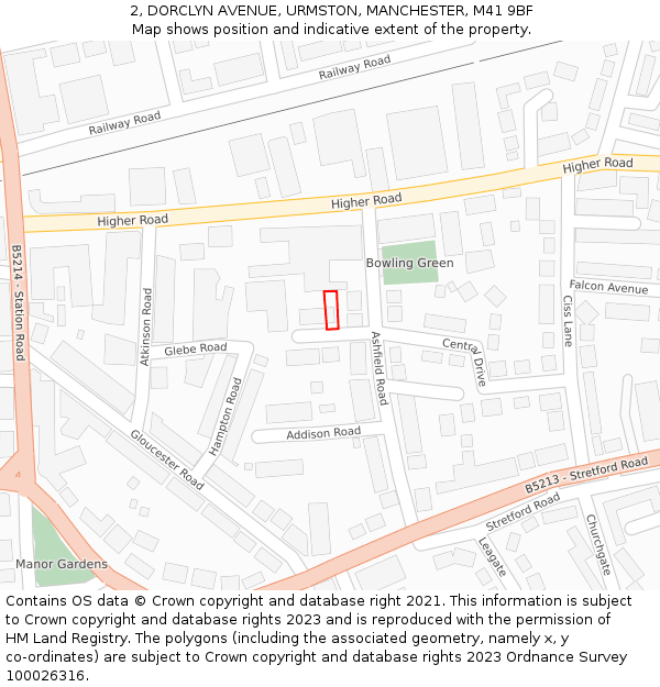 2, DORCLYN AVENUE, URMSTON, MANCHESTER, M41 9BF: Location map and indicative extent of plot