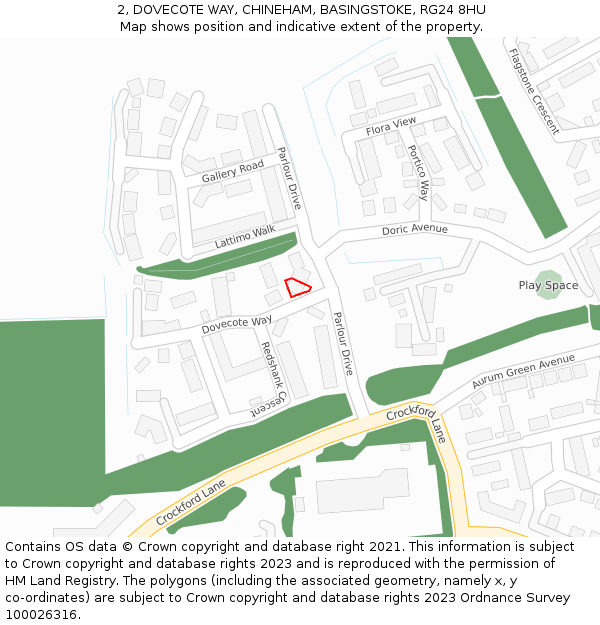 2, DOVECOTE WAY, CHINEHAM, BASINGSTOKE, RG24 8HU: Location map and indicative extent of plot