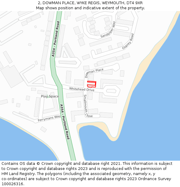 2, DOWMAN PLACE, WYKE REGIS, WEYMOUTH, DT4 9XR: Location map and indicative extent of plot
