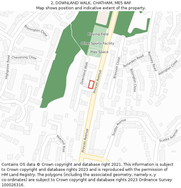 2, DOWNLAND WALK, CHATHAM, ME5 8AF: Location map and indicative extent of plot