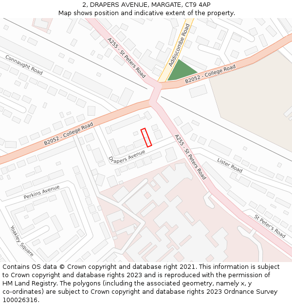 2, DRAPERS AVENUE, MARGATE, CT9 4AP: Location map and indicative extent of plot