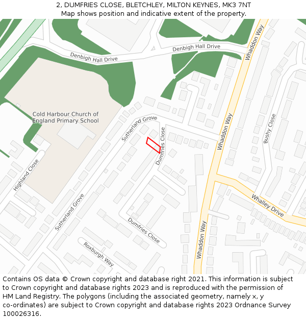 2, DUMFRIES CLOSE, BLETCHLEY, MILTON KEYNES, MK3 7NT: Location map and indicative extent of plot