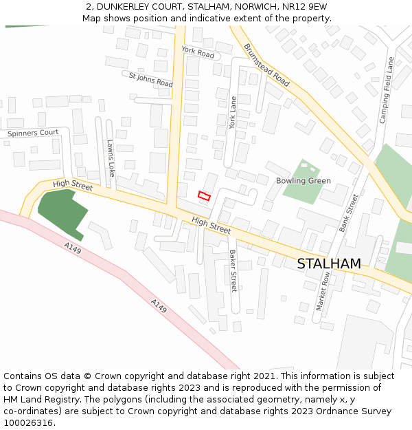 2, DUNKERLEY COURT, STALHAM, NORWICH, NR12 9EW: Location map and indicative extent of plot