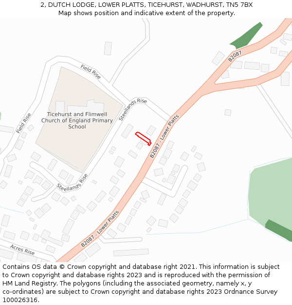 2, DUTCH LODGE, LOWER PLATTS, TICEHURST, WADHURST, TN5 7BX: Location map and indicative extent of plot