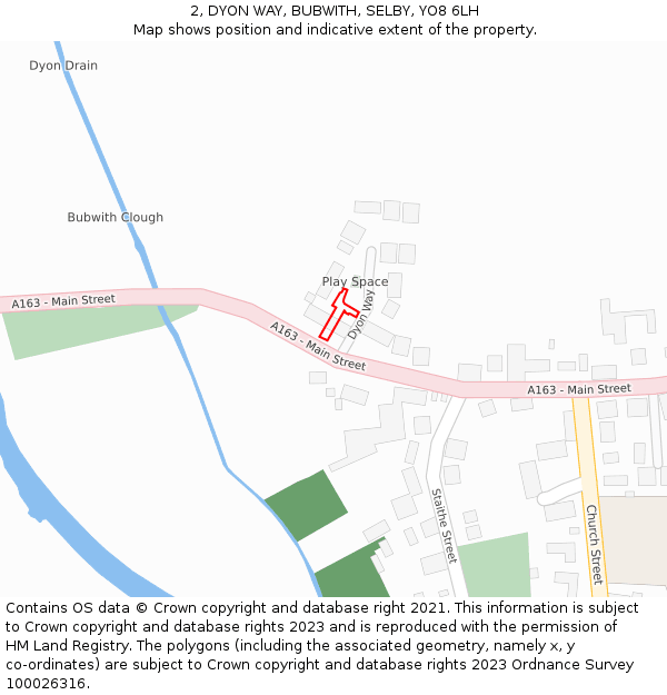 2, DYON WAY, BUBWITH, SELBY, YO8 6LH: Location map and indicative extent of plot