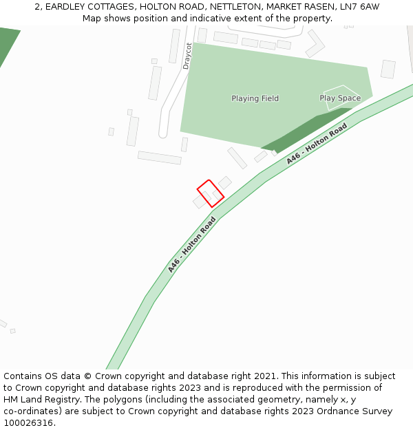 2, EARDLEY COTTAGES, HOLTON ROAD, NETTLETON, MARKET RASEN, LN7 6AW: Location map and indicative extent of plot
