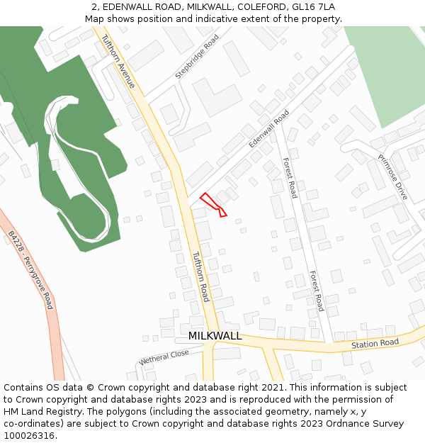 2, EDENWALL ROAD, MILKWALL, COLEFORD, GL16 7LA: Location map and indicative extent of plot