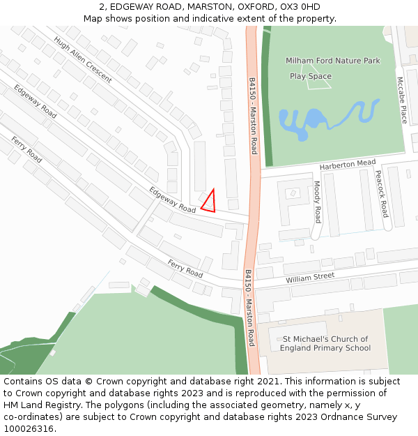 2, EDGEWAY ROAD, MARSTON, OXFORD, OX3 0HD: Location map and indicative extent of plot