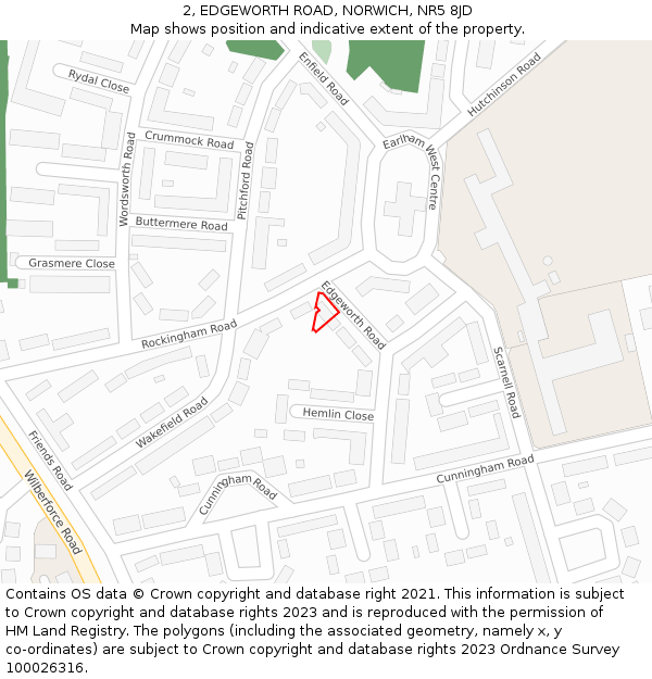 2, EDGEWORTH ROAD, NORWICH, NR5 8JD: Location map and indicative extent of plot