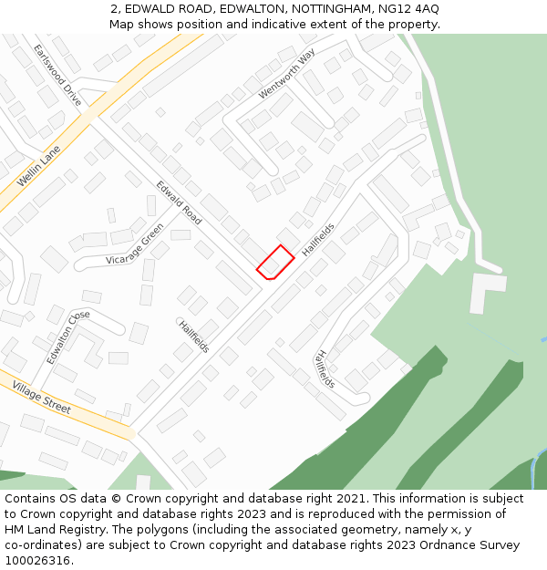 2, EDWALD ROAD, EDWALTON, NOTTINGHAM, NG12 4AQ: Location map and indicative extent of plot