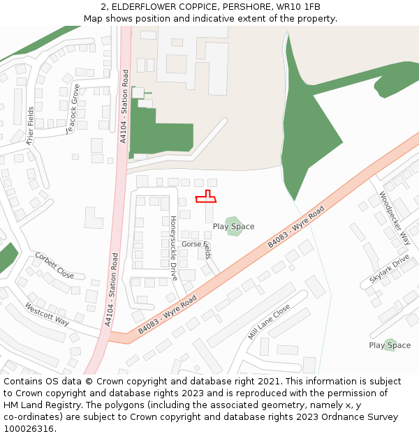 2, ELDERFLOWER COPPICE, PERSHORE, WR10 1FB: Location map and indicative extent of plot