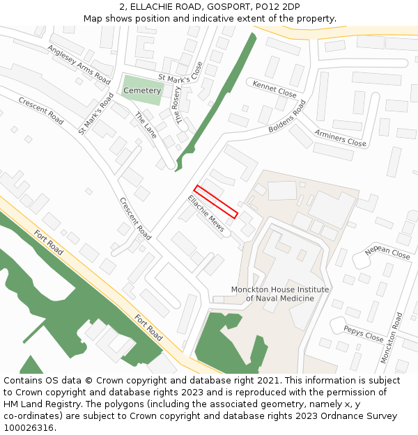 2, ELLACHIE ROAD, GOSPORT, PO12 2DP: Location map and indicative extent of plot