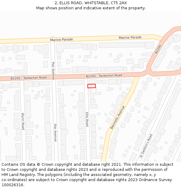 2, ELLIS ROAD, WHITSTABLE, CT5 2AX: Location map and indicative extent of plot