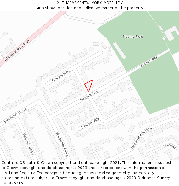 2, ELMPARK VIEW, YORK, YO31 1DY: Location map and indicative extent of plot