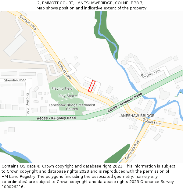 2, EMMOTT COURT, LANESHAWBRIDGE, COLNE, BB8 7JH: Location map and indicative extent of plot