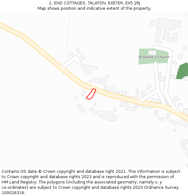 2, END COTTAGES, TALATON, EXETER, EX5 2RJ: Location map and indicative extent of plot