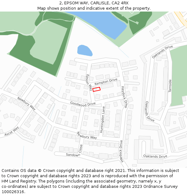 2, EPSOM WAY, CARLISLE, CA2 4RX: Location map and indicative extent of plot