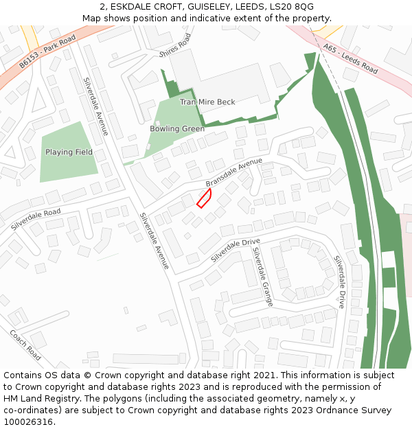 2, ESKDALE CROFT, GUISELEY, LEEDS, LS20 8QG: Location map and indicative extent of plot