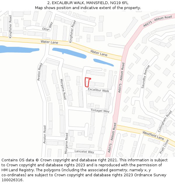 2, EXCALIBUR WALK, MANSFIELD, NG19 6FL: Location map and indicative extent of plot