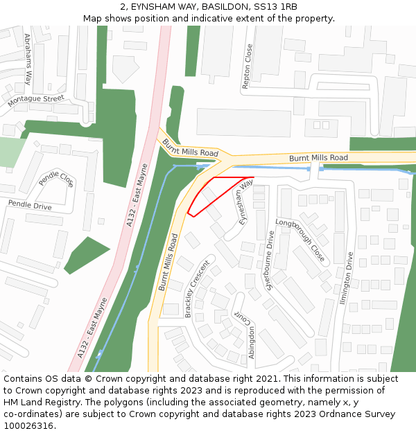 2, EYNSHAM WAY, BASILDON, SS13 1RB: Location map and indicative extent of plot