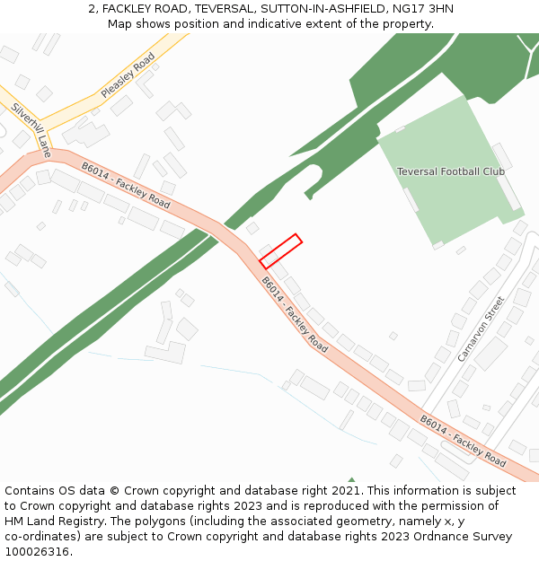 2, FACKLEY ROAD, TEVERSAL, SUTTON-IN-ASHFIELD, NG17 3HN: Location map and indicative extent of plot