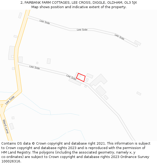 2, FAIRBANK FARM COTTAGES, LEE CROSS, DIGGLE, OLDHAM, OL3 5JX: Location map and indicative extent of plot