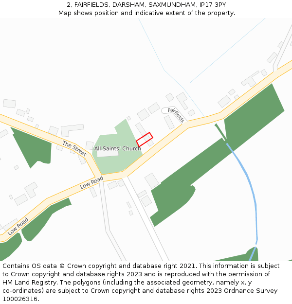 2, FAIRFIELDS, DARSHAM, SAXMUNDHAM, IP17 3PY: Location map and indicative extent of plot