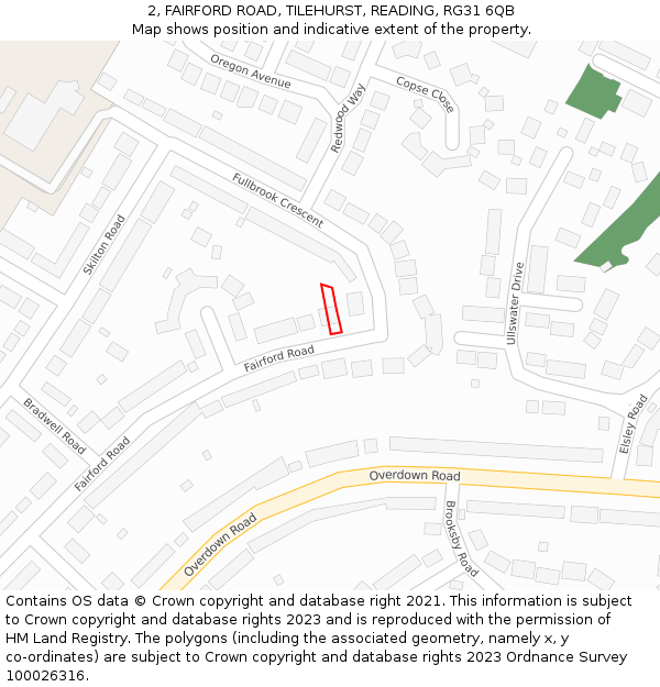 2, FAIRFORD ROAD, TILEHURST, READING, RG31 6QB: Location map and indicative extent of plot