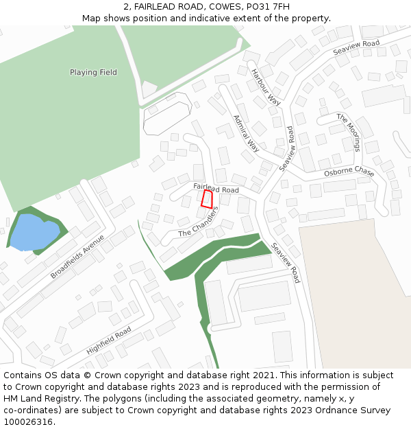 2, FAIRLEAD ROAD, COWES, PO31 7FH: Location map and indicative extent of plot