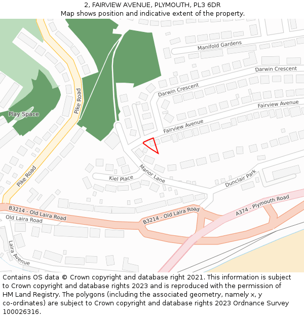 2, FAIRVIEW AVENUE, PLYMOUTH, PL3 6DR: Location map and indicative extent of plot