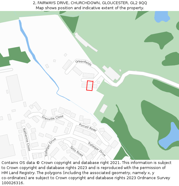 2, FAIRWAYS DRIVE, CHURCHDOWN, GLOUCESTER, GL2 9QQ: Location map and indicative extent of plot