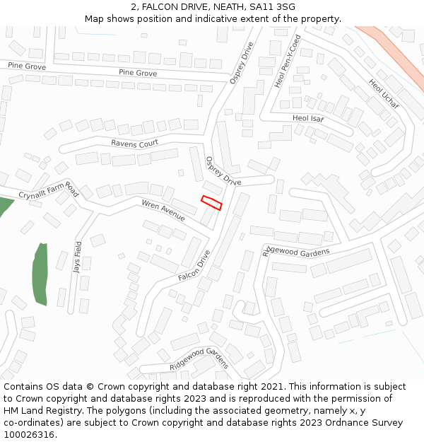 2, FALCON DRIVE, NEATH, SA11 3SG: Location map and indicative extent of plot