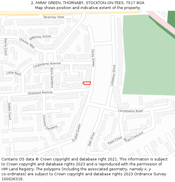 2, FARAY GREEN, THORNABY, STOCKTON-ON-TEES, TS17 8GA: Location map and indicative extent of plot