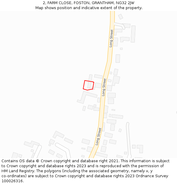 2, FARM CLOSE, FOSTON, GRANTHAM, NG32 2JW: Location map and indicative extent of plot