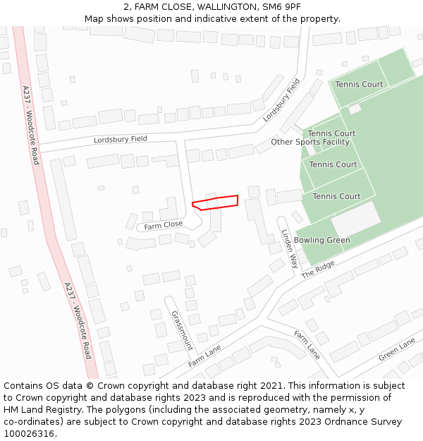 2, FARM CLOSE, WALLINGTON, SM6 9PF: Location map and indicative extent of plot