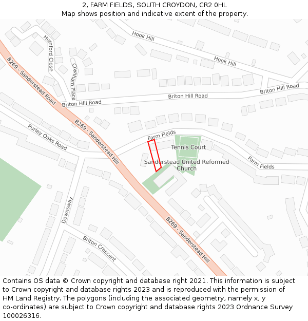 2, FARM FIELDS, SOUTH CROYDON, CR2 0HL: Location map and indicative extent of plot