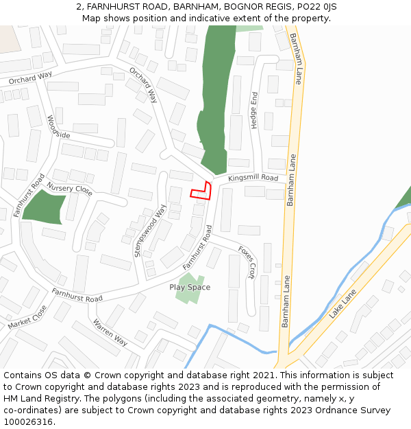 2, FARNHURST ROAD, BARNHAM, BOGNOR REGIS, PO22 0JS: Location map and indicative extent of plot