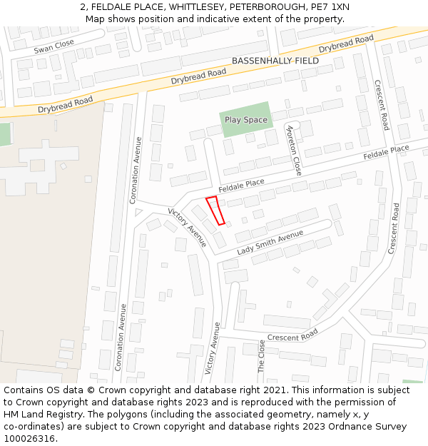 2, FELDALE PLACE, WHITTLESEY, PETERBOROUGH, PE7 1XN: Location map and indicative extent of plot