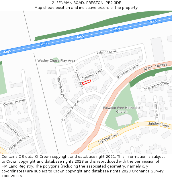 2, FENMAN ROAD, PRESTON, PR2 3DF: Location map and indicative extent of plot